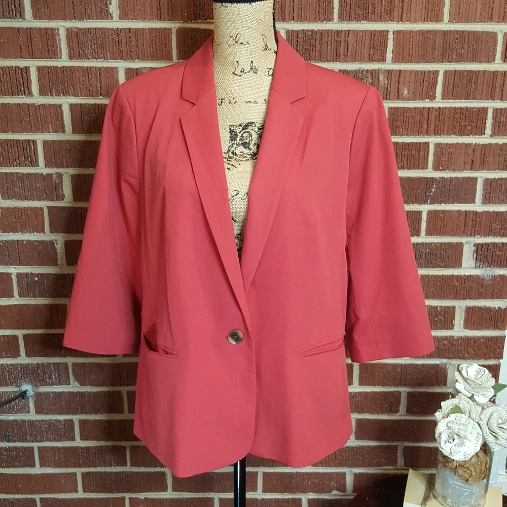 EXPRESS 3/4 Sleeve One Button Blazer Women's XL‎ Career Business Office